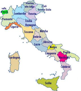 map of italy with regions