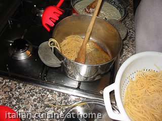drained spaghetti