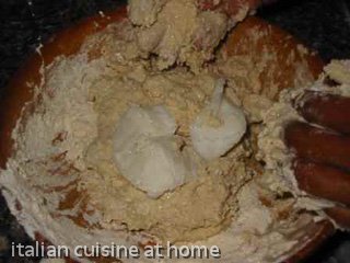 lard and sugar in flour