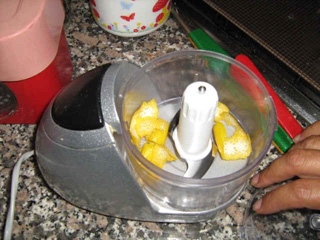 chop lemon peel