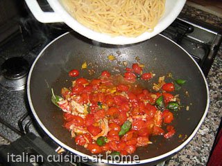 add pasta to sauce